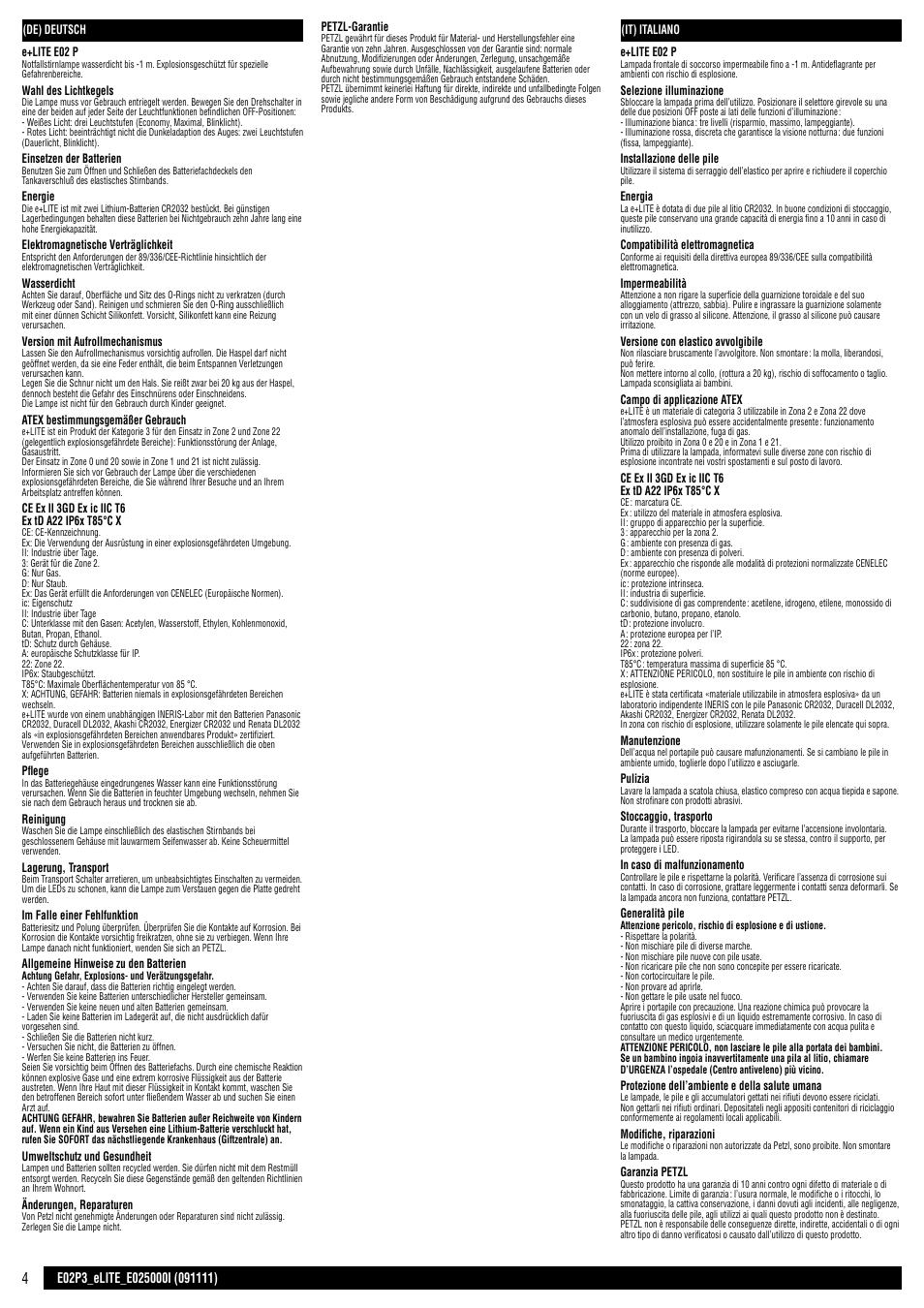 De - it | Petzl e+LITE User Manual | Page 4 / 11