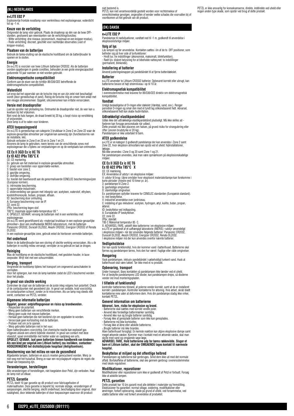 Nl - dk | Petzl e+LITE User Manual | Page 6 / 11
