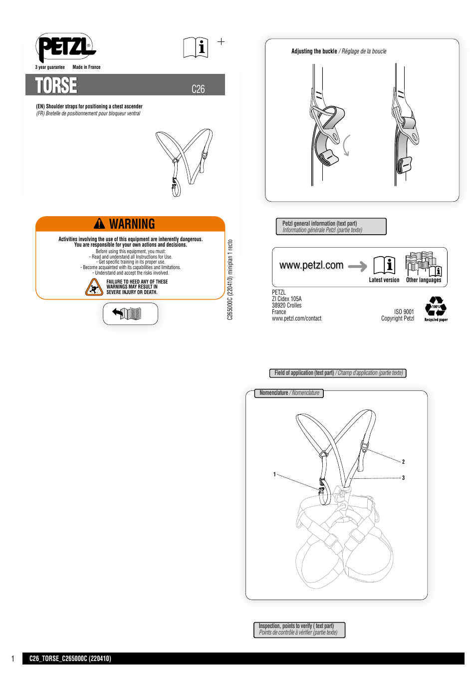 Petzl TORSE User Manual | 8 pages