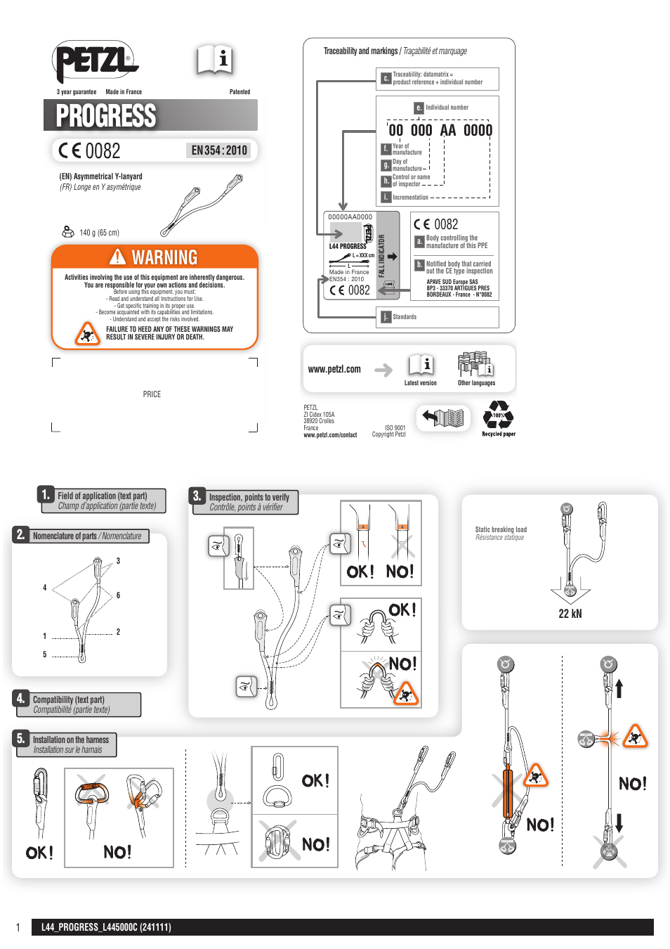 Petzl PROGRESS L445000C User Manual | 20 pages