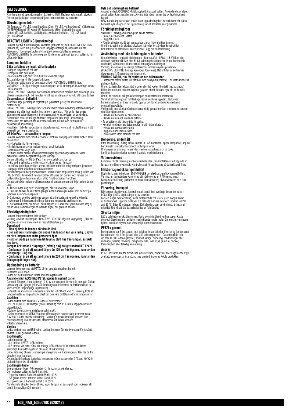 Petzl NAO User Manual | Page 11 / 23