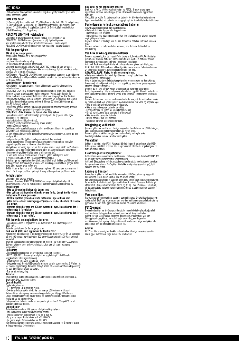 Petzl NAO User Manual | Page 13 / 23