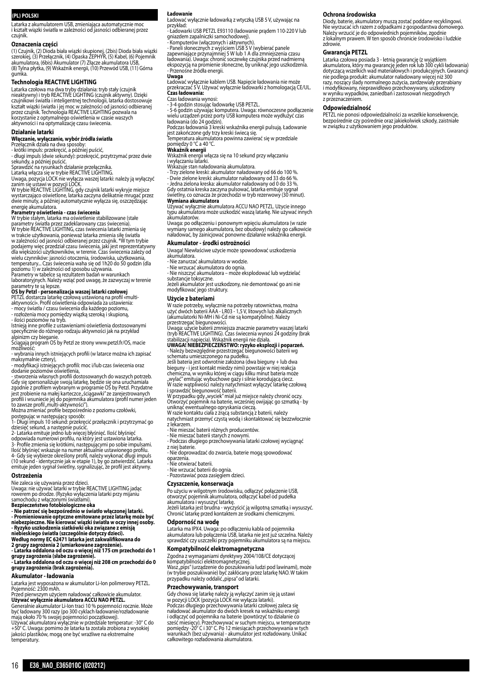 Petzl NAO User Manual | Page 16 / 23