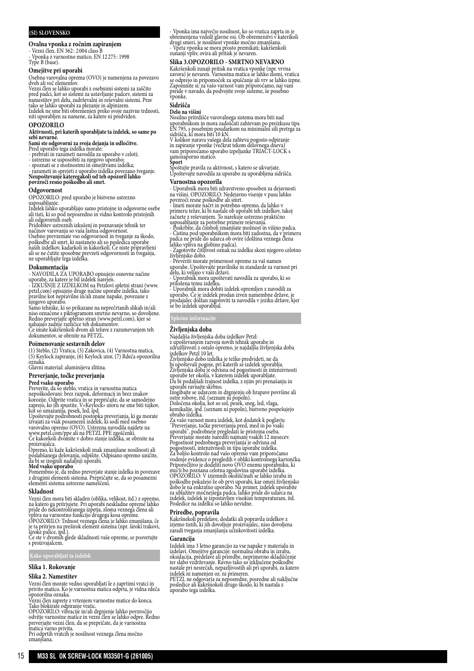 Petzl OK SCREW-LOCK User Manual | Page 15 / 20