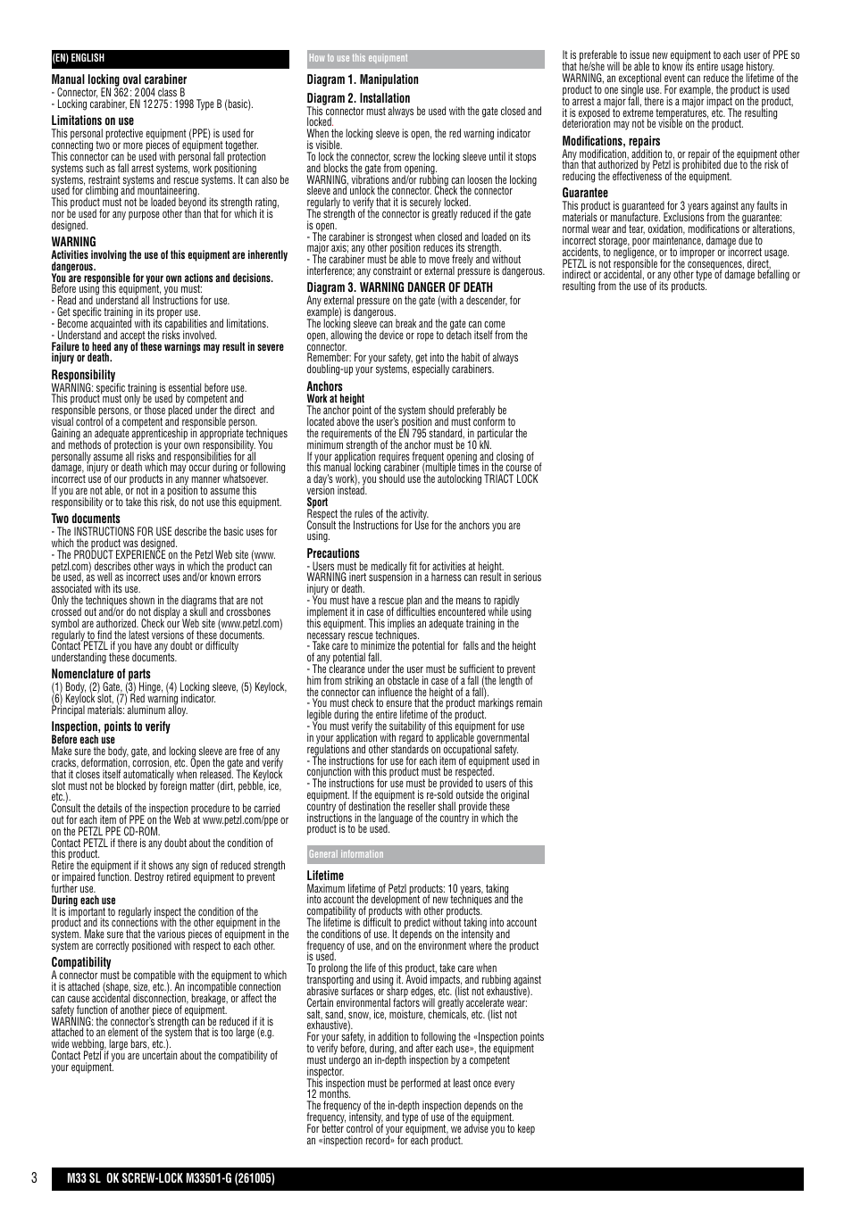 Petzl OK SCREW-LOCK User Manual | Page 3 / 20