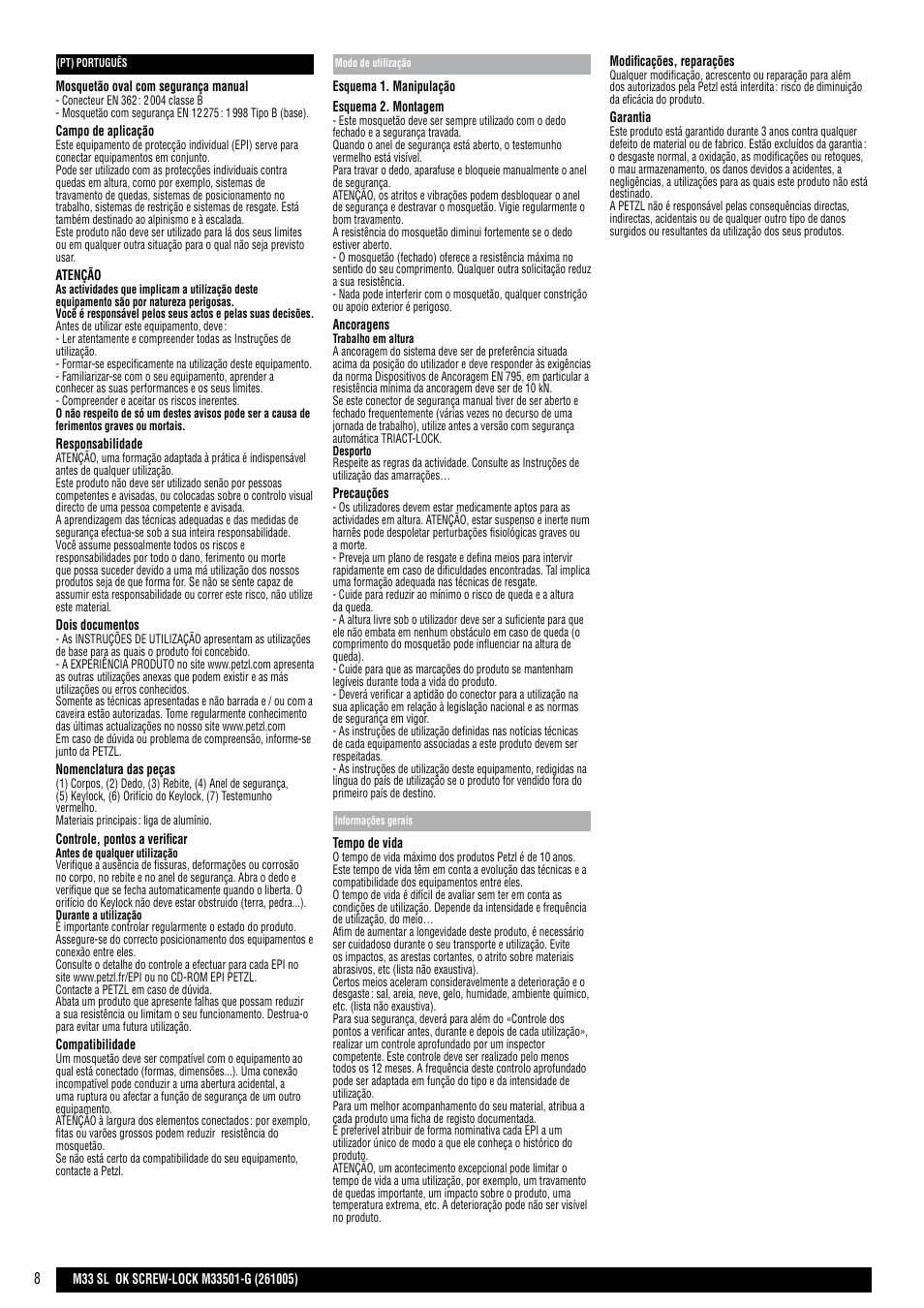 Petzl OK SCREW-LOCK User Manual | Page 8 / 20