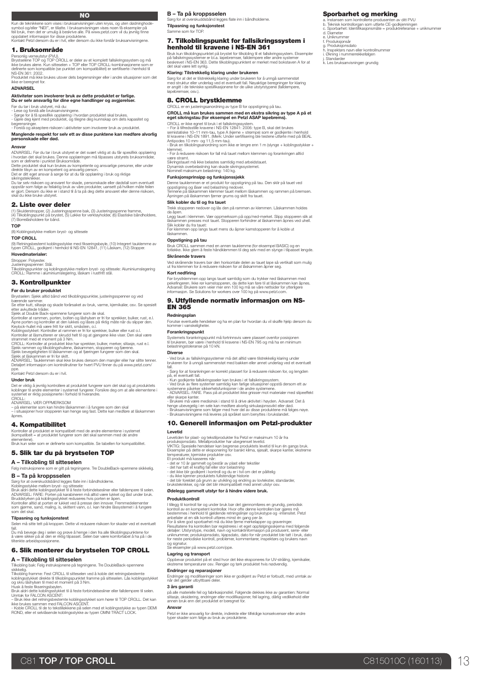 Petzl TOP CROLL User Manual | Page 13 / 23