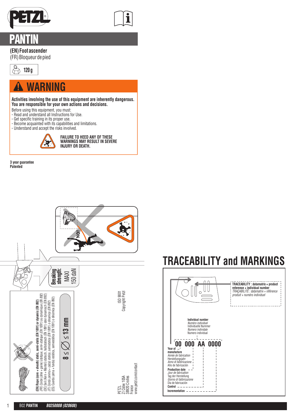 Petzl PANTIN User Manual | 23 pages