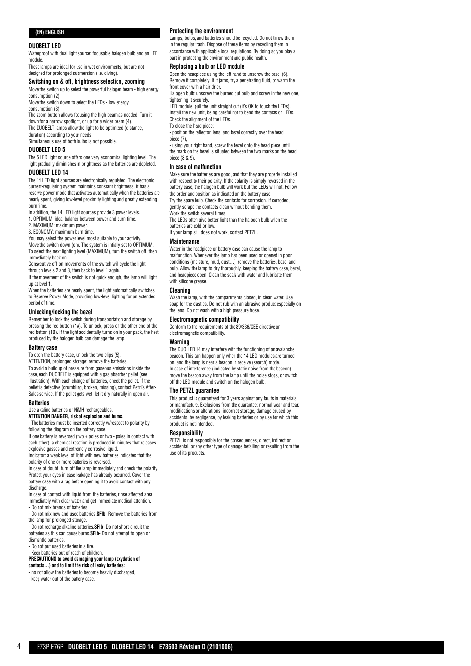 Petzl DUOBELT LED 5 User Manual | Page 4 / 8