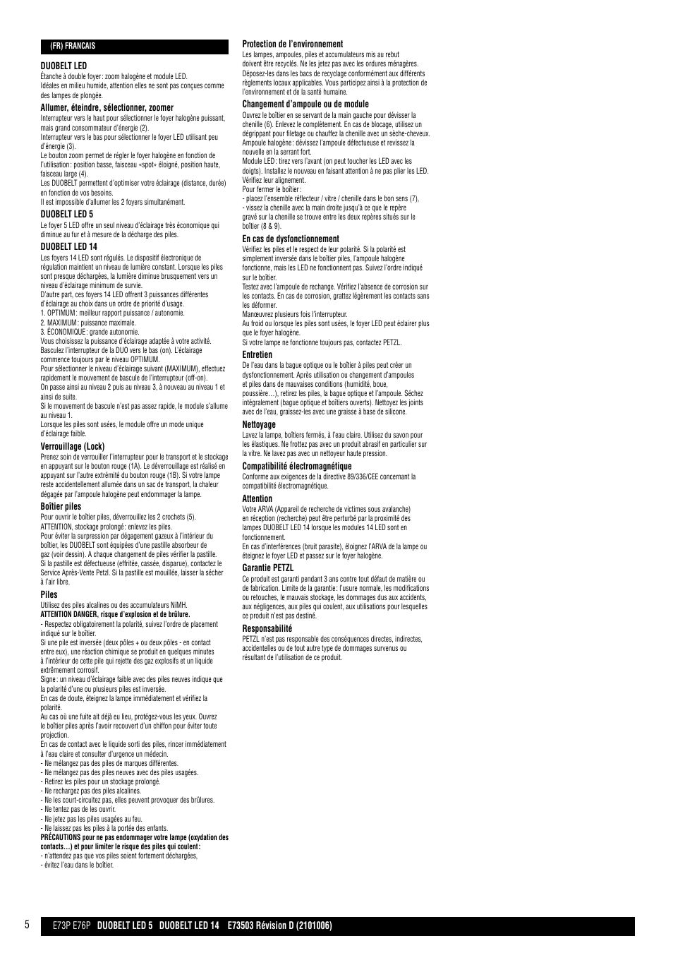 Petzl DUOBELT LED 5 User Manual | Page 5 / 8