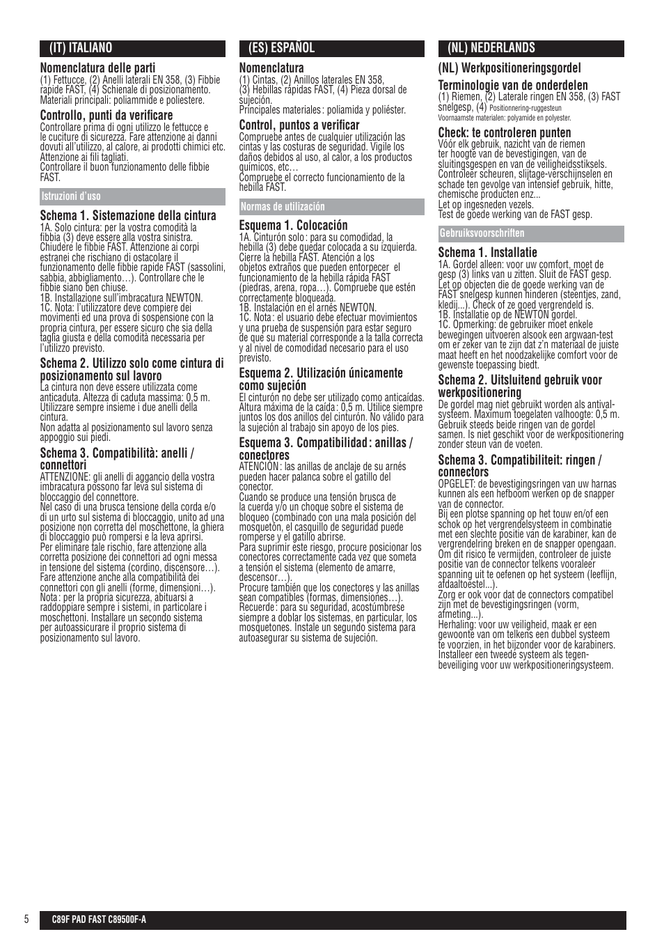 It, es, nl | Petzl PAD FAST User Manual | Page 5 / 10