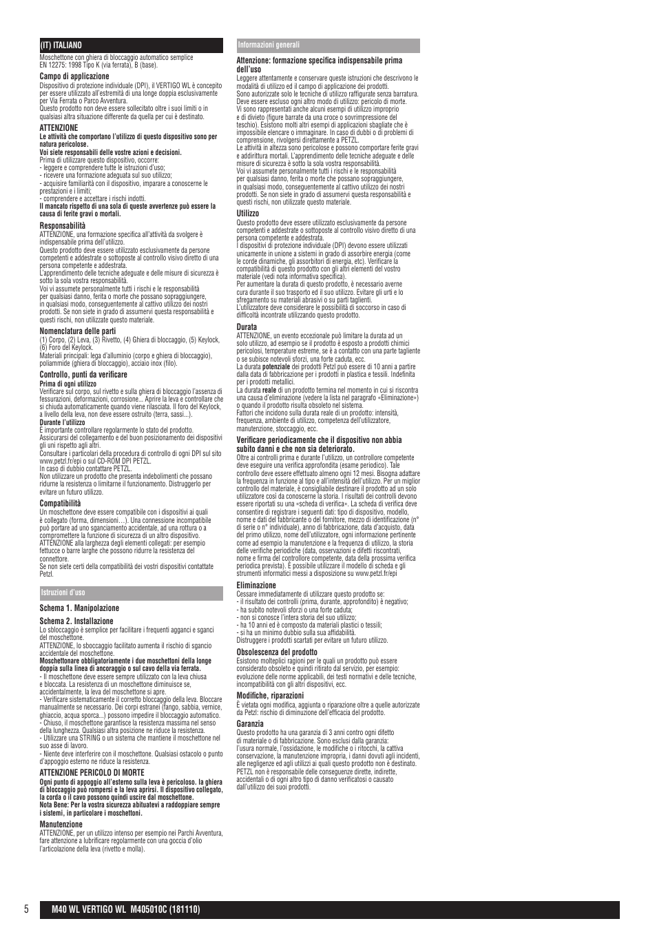 Petzl VERTIGO WIRE-LOCK User Manual | Page 5 / 20