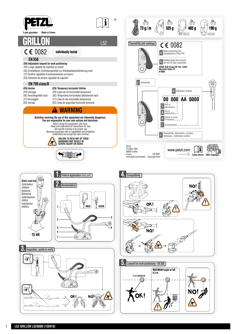 Petzl GRILLON MGO User Manual | 24 pages