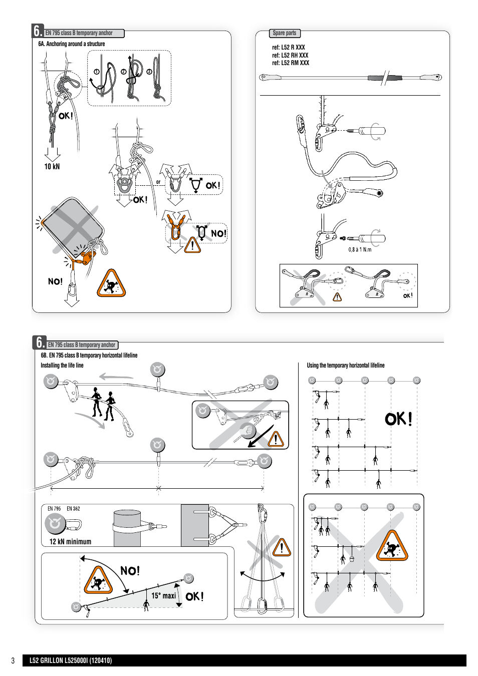 Drawings, 4,5m, En 355 | En 354, 2,5 m | Petzl GRILLON MGO User Manual | Page 3 / 24