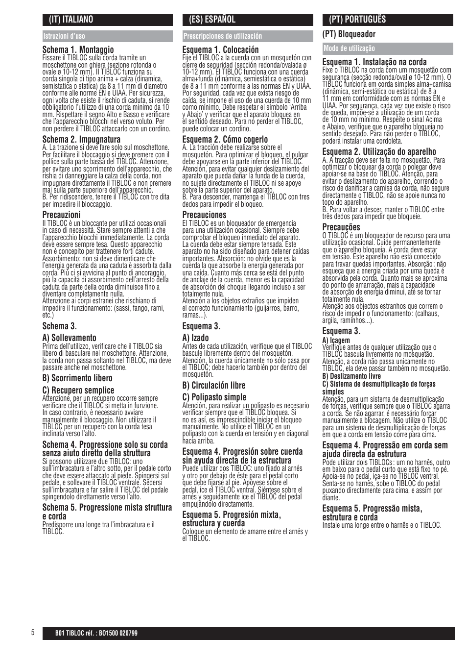 It; es; pt | Petzl TIBLOC User Manual | Page 5 / 10