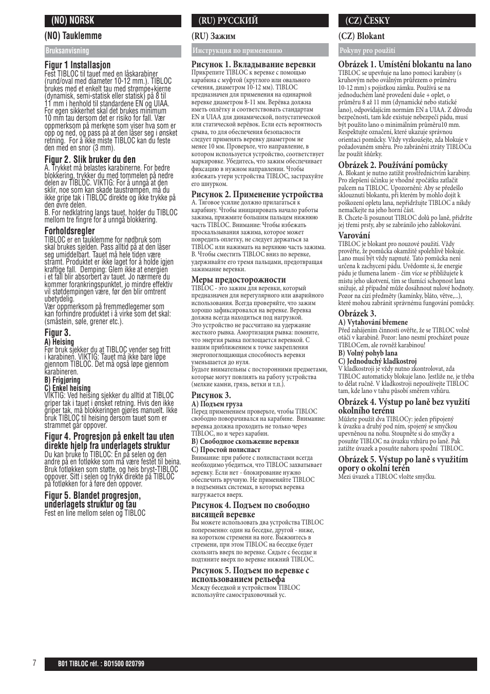 No; ru; cz | Petzl TIBLOC User Manual | Page 7 / 10