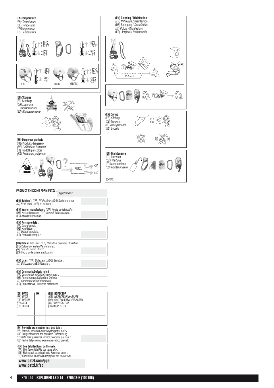 Distance, Light duration, 0 h 30 time : 0 h | Petzl EXPLORER LED 14_каска User Manual | Page 4 / 9