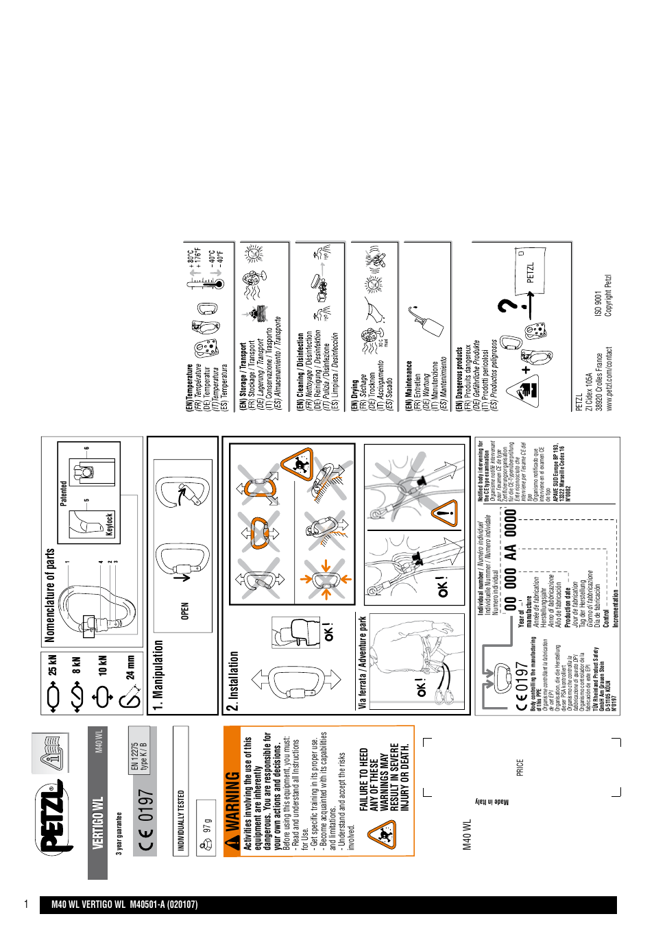 Petzl VERTIGO User Manual | 20 pages