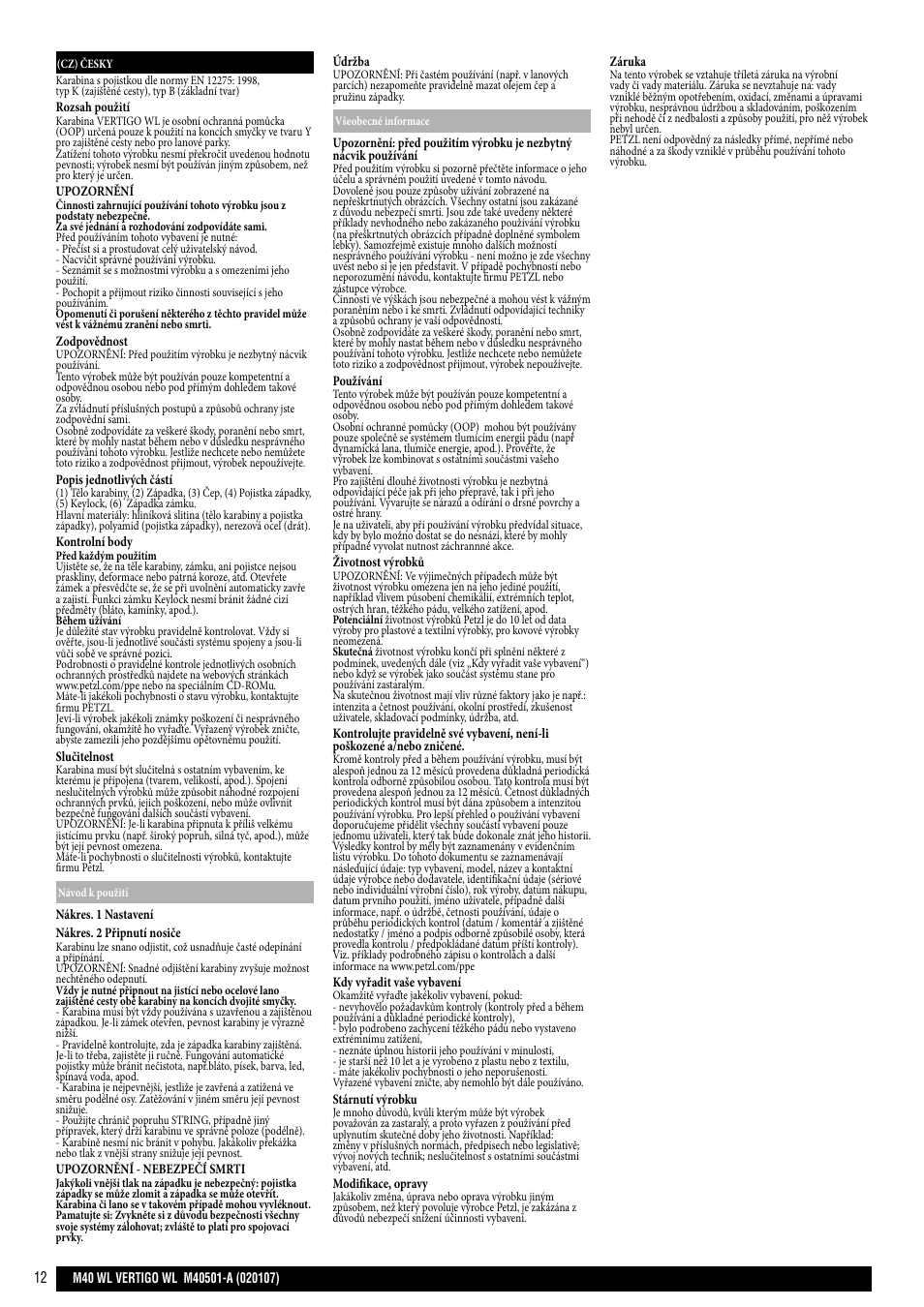 Petzl VERTIGO User Manual | Page 12 / 20
