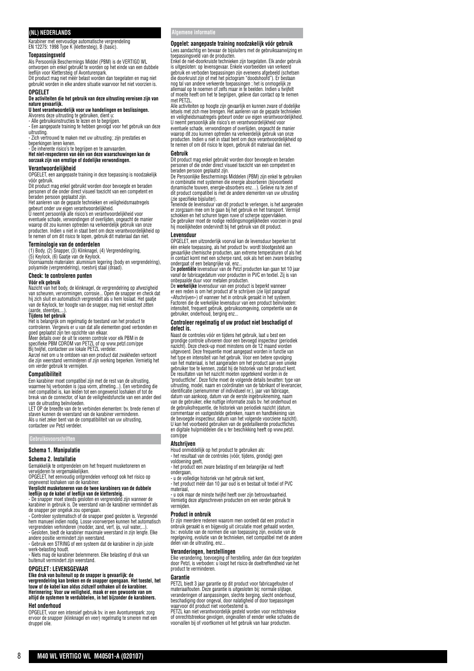 Petzl VERTIGO User Manual | Page 8 / 20