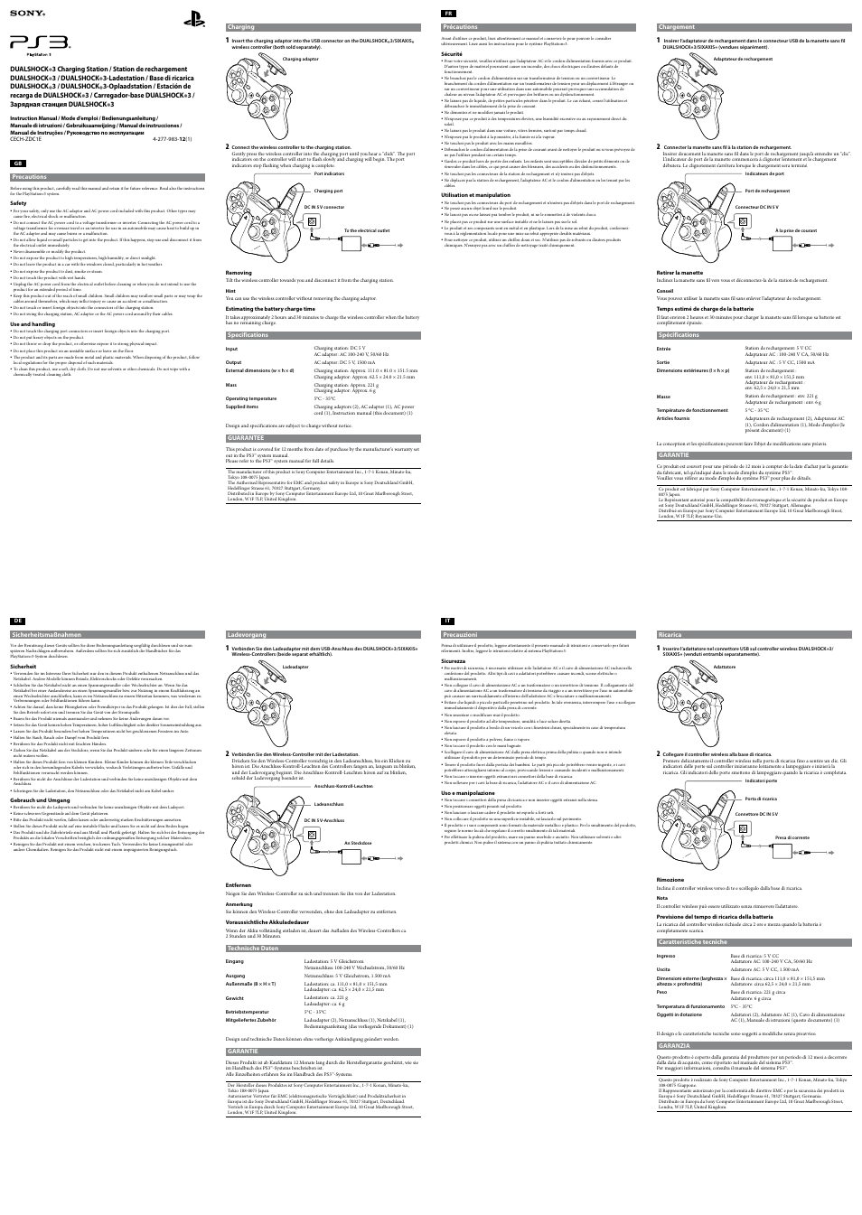 Sony PlayStation 3 DualShock CECH-ZDC1E User Manual | 2 pages