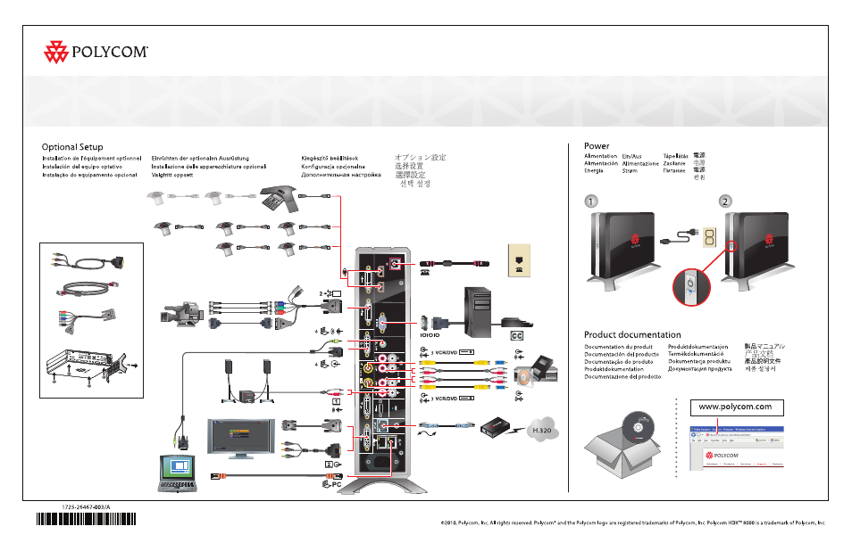 Polycom, Optional setup, Power | Product documentation | Polycom HDX 8000—1080_Установка User Manual | Page 2 / 2