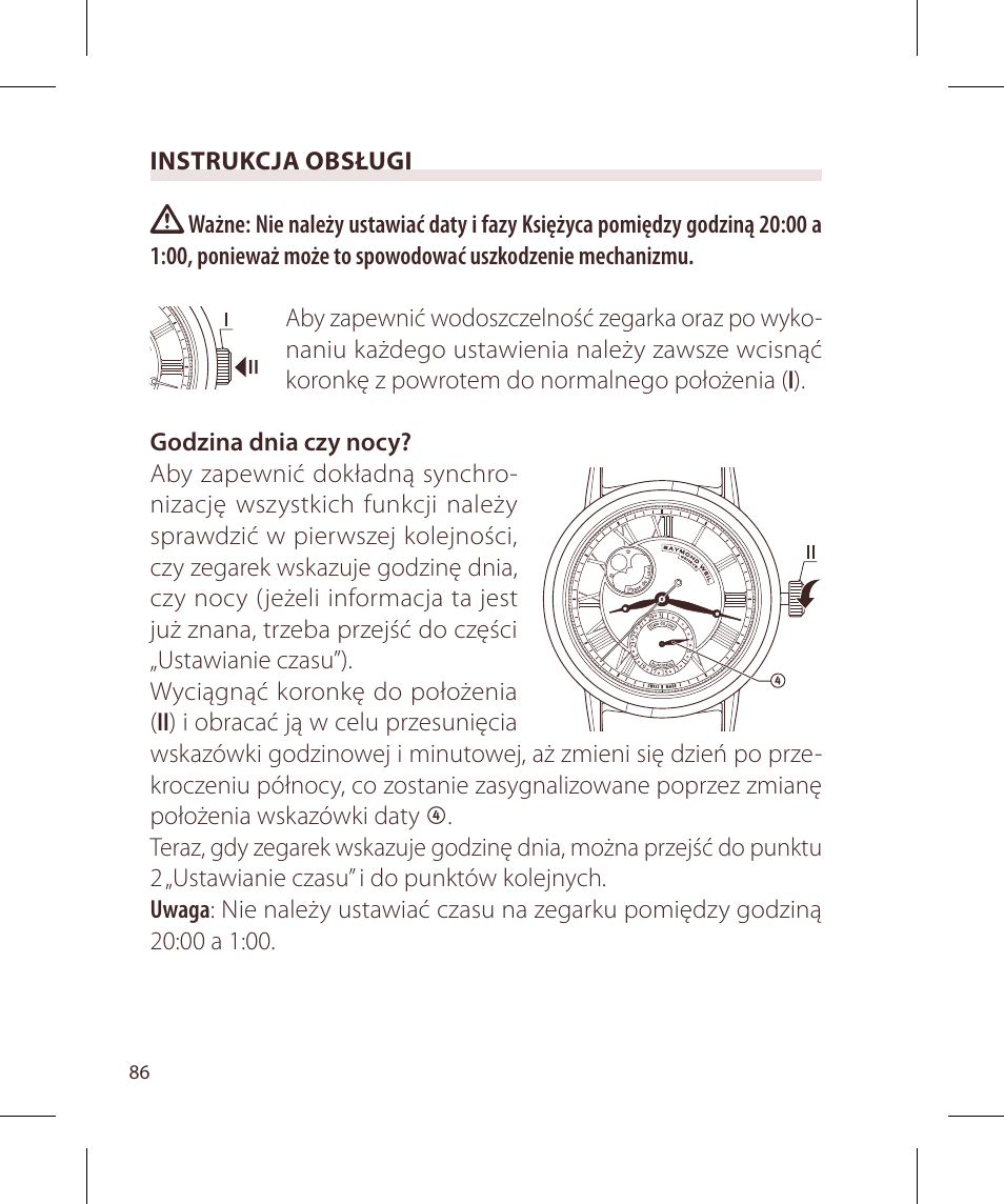 Raymond Weil Механические с автоподзаводом, с указателем даты и фазой луны или указателем даты, дня недели, месяца и фазы луны User Manual | Page 87 / 169