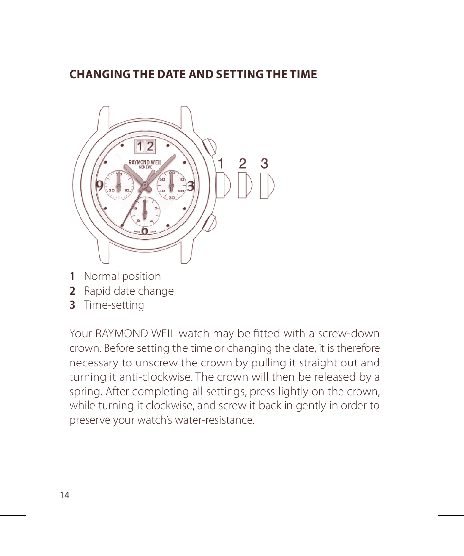 Raymond Weil Хронографы кварцевые User Manual | Page 14 / 132