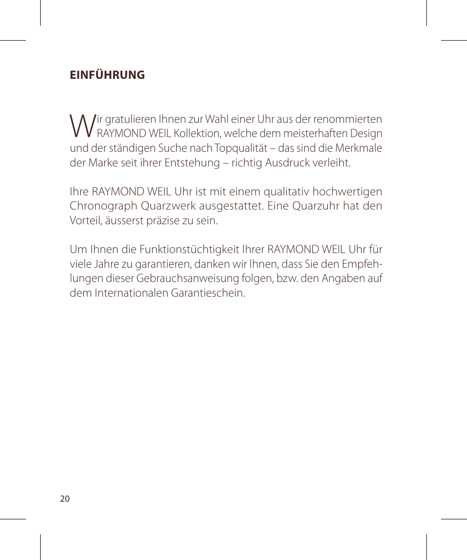 Raymond Weil Хронографы кварцевые User Manual | Page 20 / 132