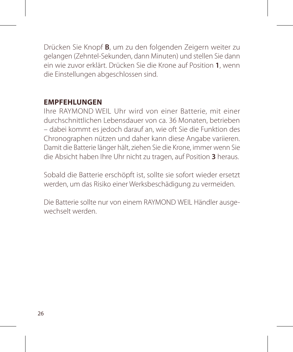 Raymond Weil Хронографы кварцевые User Manual | Page 26 / 132