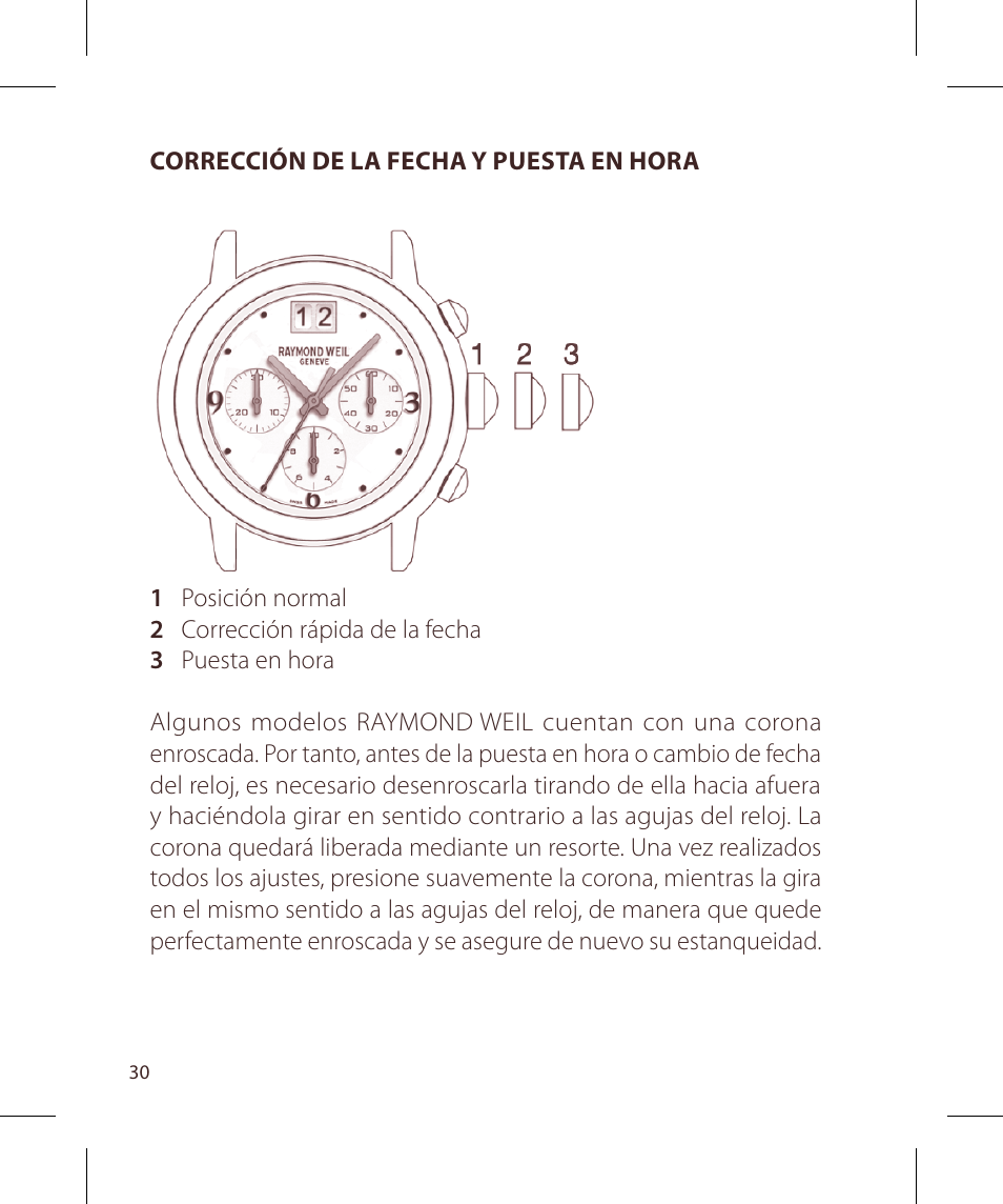 Raymond Weil Хронографы кварцевые User Manual | Page 30 / 132