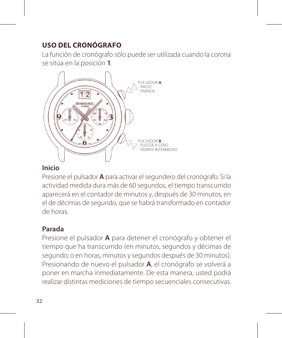 Raymond Weil Хронографы кварцевые User Manual | Page 32 / 132