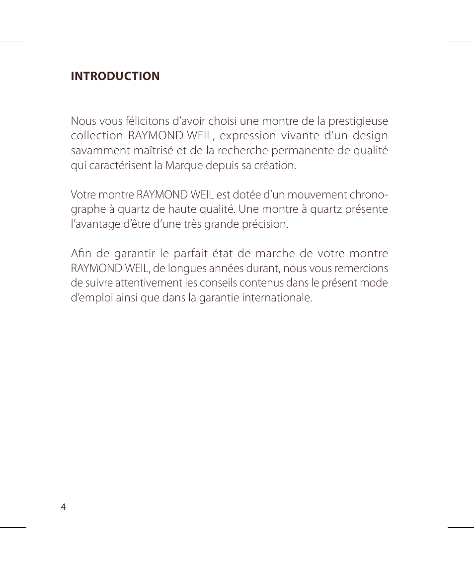 Raymond Weil Хронографы кварцевые User Manual | Page 4 / 132