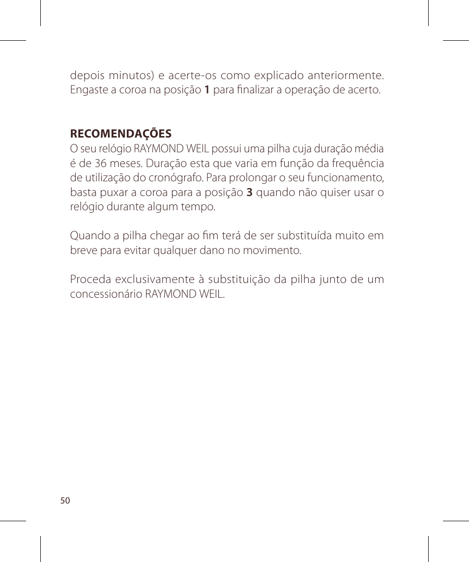 Raymond Weil Хронографы кварцевые User Manual | Page 50 / 132