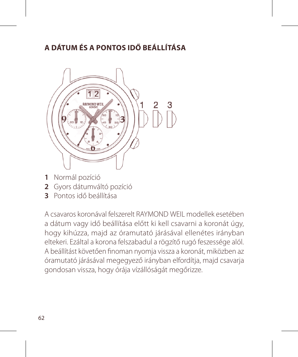 Raymond Weil Хронографы кварцевые User Manual | Page 62 / 132