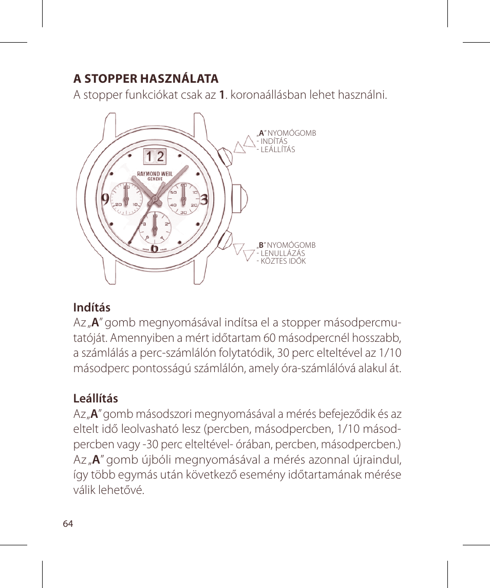 Raymond Weil Хронографы кварцевые User Manual | Page 64 / 132