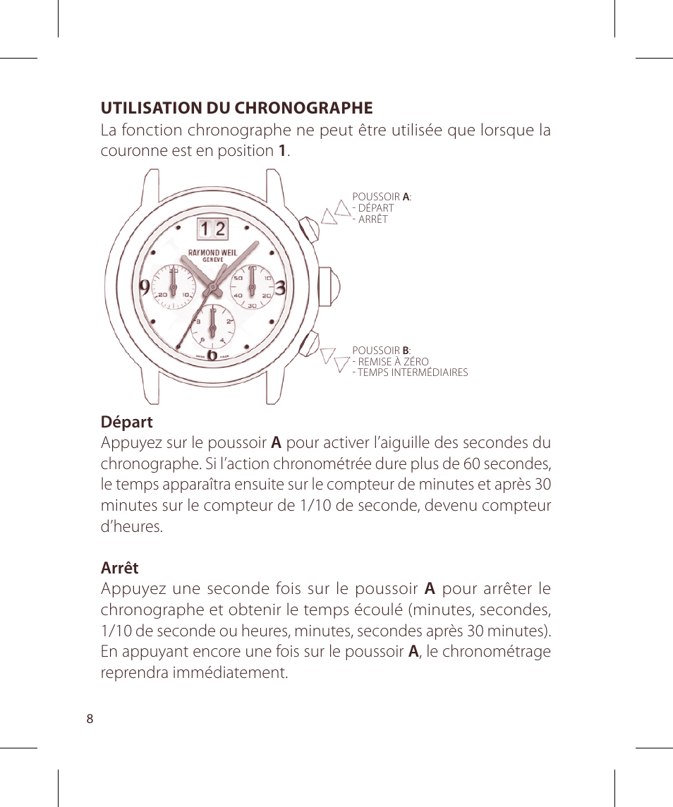 Raymond Weil Хронографы кварцевые User Manual | Page 8 / 132