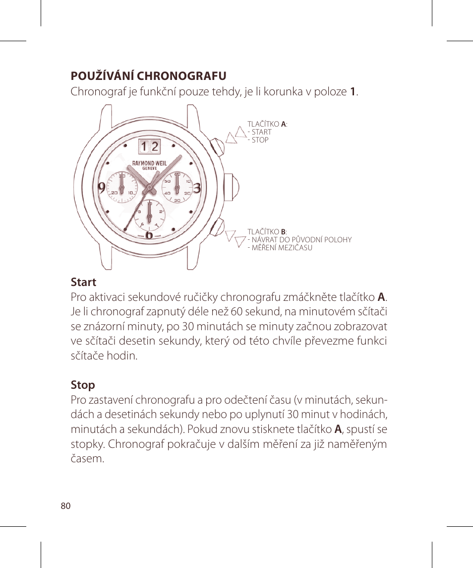 Raymond Weil Хронографы кварцевые User Manual | Page 80 / 132