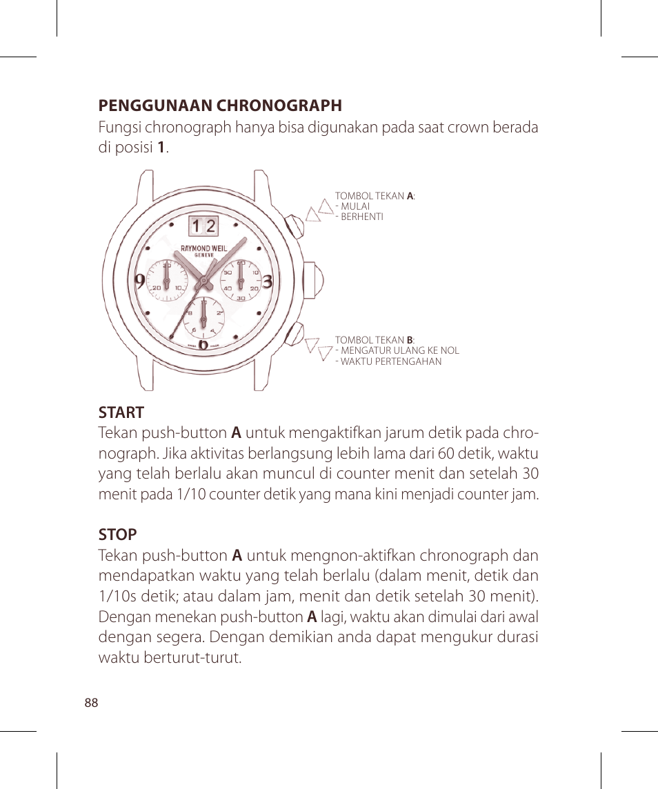 Raymond Weil Хронографы кварцевые User Manual | Page 88 / 132