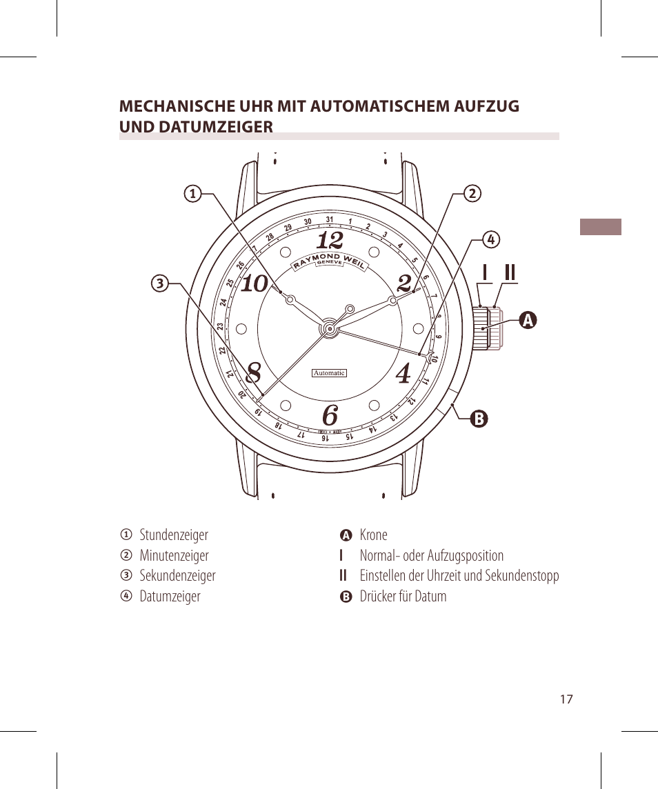Raymond Weil Механические с автоподзаводом, с указателем даты или указателем даты и фазы луны User Manual | Page 18 / 101