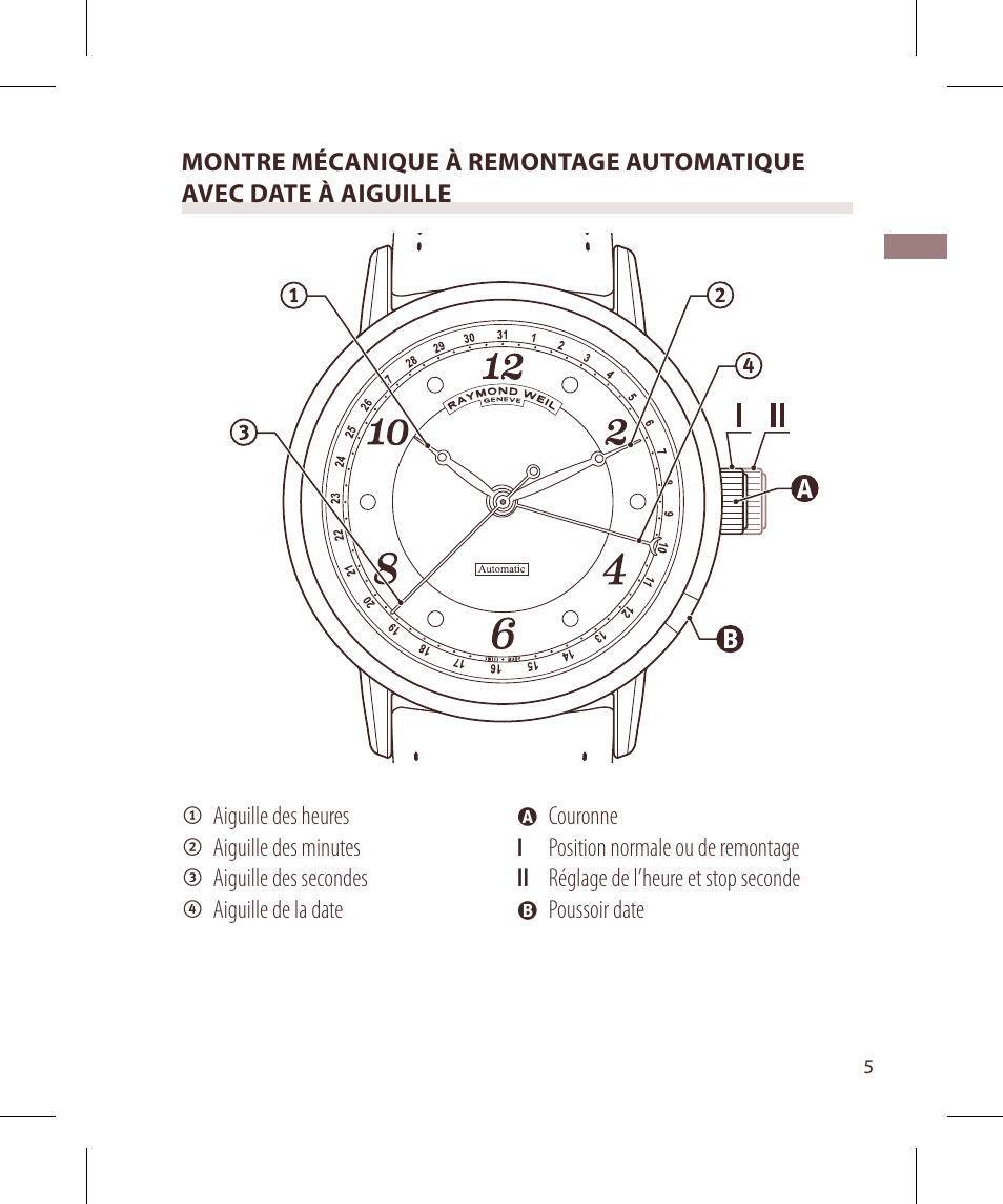 Raymond Weil Механические с автоподзаводом, с указателем даты или указателем даты и фазы луны User Manual | Page 6 / 101