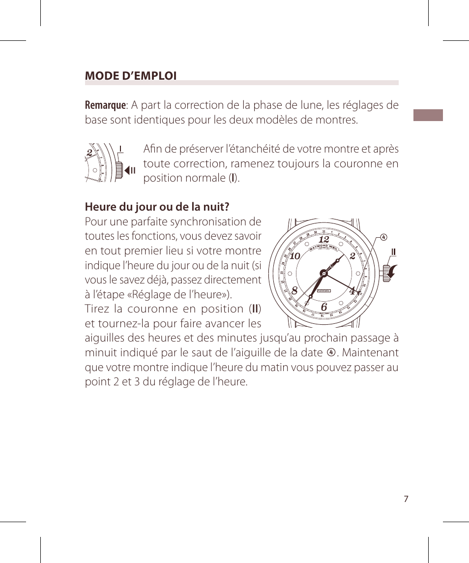 Raymond Weil Механические с автоподзаводом, с указателем даты или указателем даты и фазы луны User Manual | Page 8 / 101