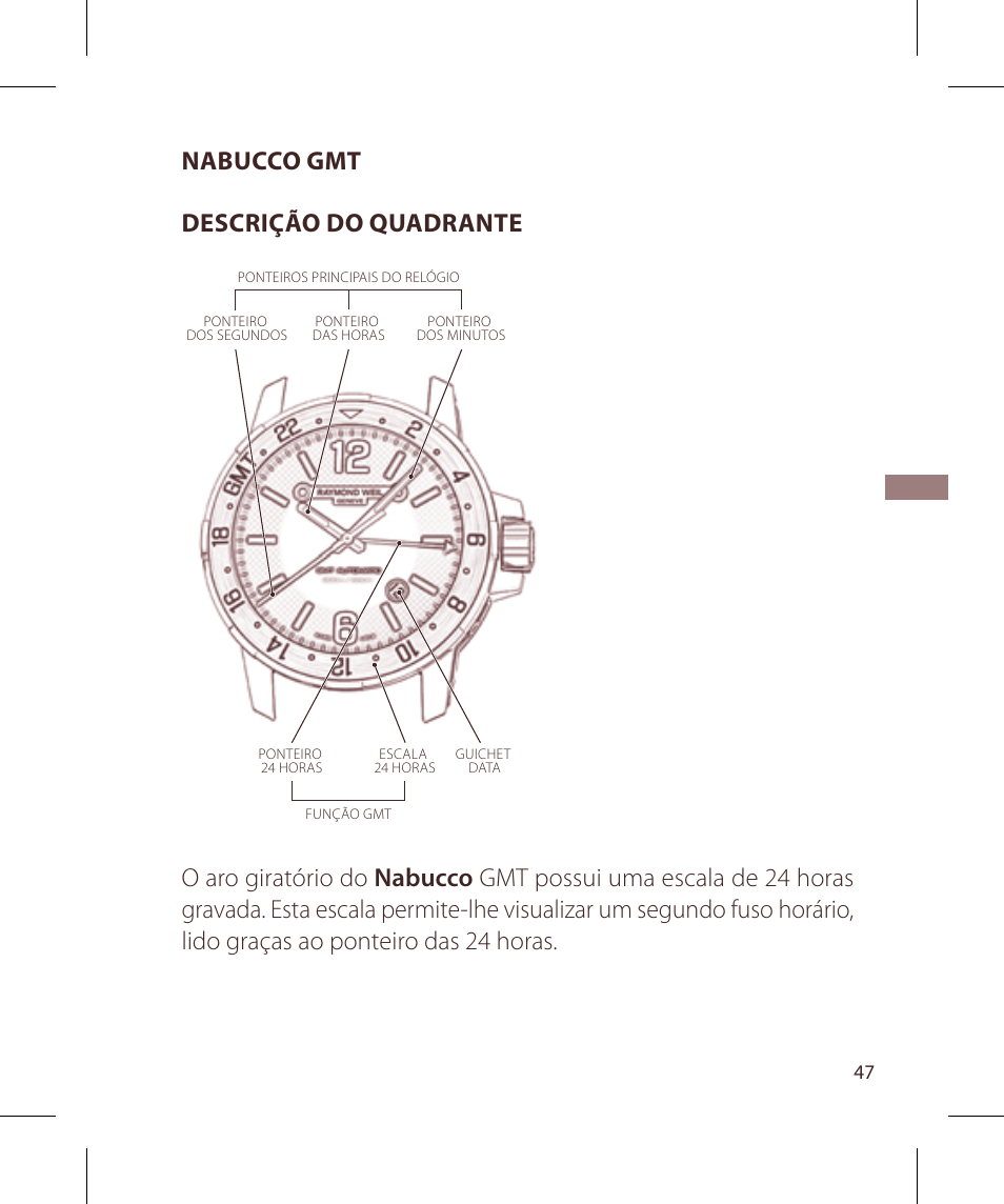 Nabucco gmt descrição do quadrante | Raymond Weil Nabucco User Manual | Page 47 / 136