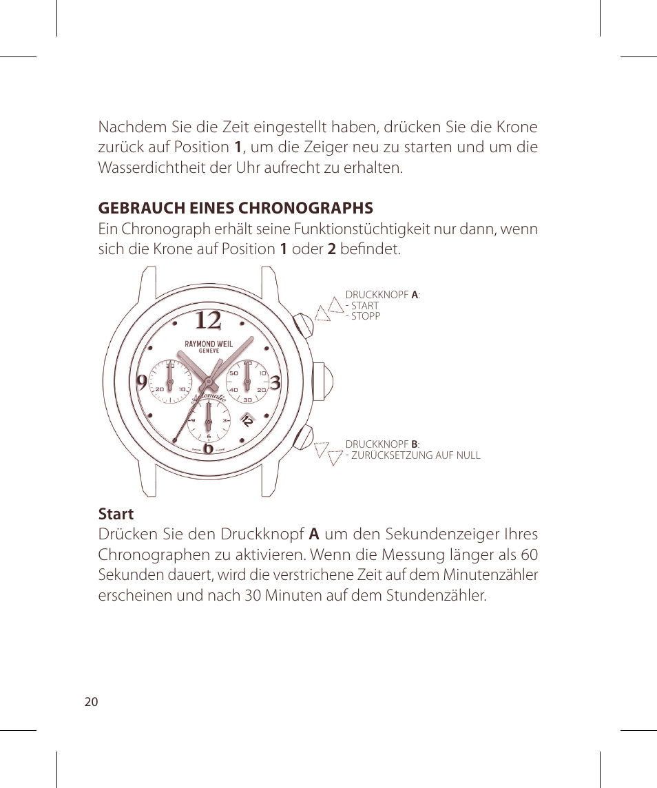 Raymond Weil Хронографы с автоподзаводом User Manual | Page 20 / 100