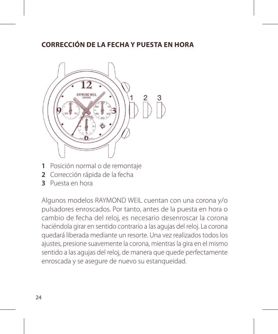 Raymond Weil Хронографы с автоподзаводом User Manual | Page 24 / 100