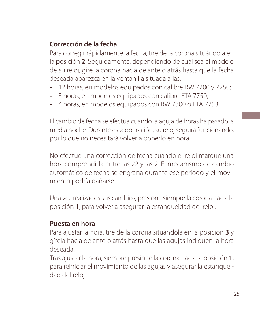 Raymond Weil Хронографы с автоподзаводом User Manual | Page 25 / 100