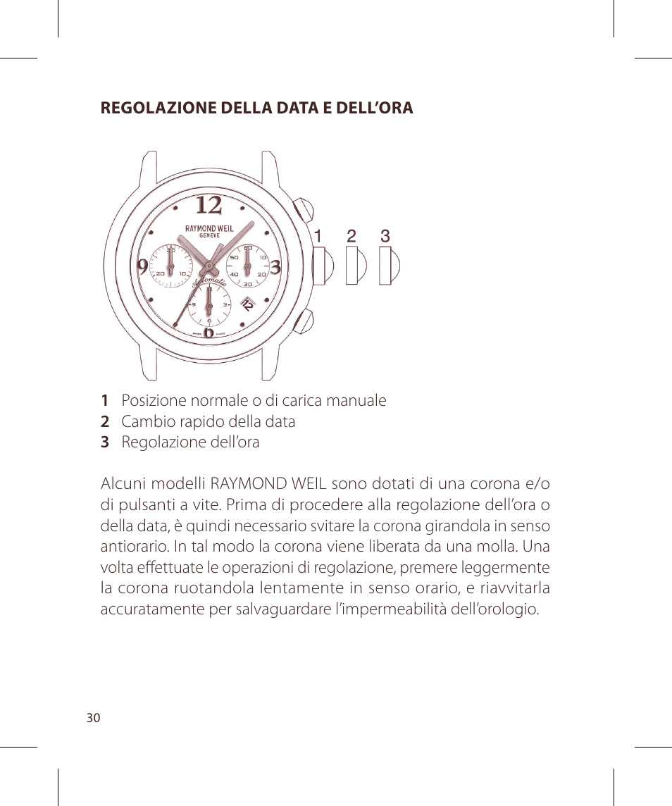 Raymond Weil Хронографы с автоподзаводом User Manual | Page 30 / 100