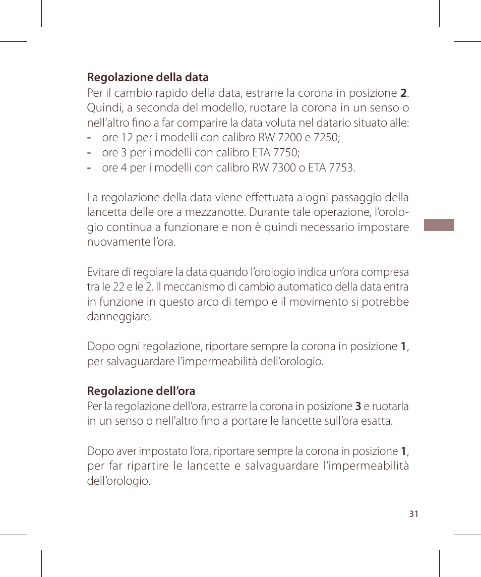 Raymond Weil Хронографы с автоподзаводом User Manual | Page 31 / 100