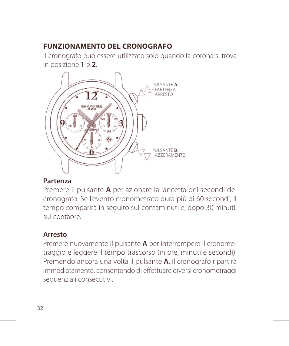 Raymond Weil Хронографы с автоподзаводом User Manual | Page 32 / 100