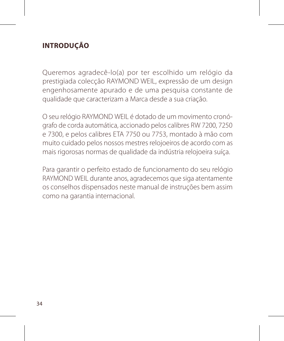 Raymond Weil Хронографы с автоподзаводом User Manual | Page 34 / 100